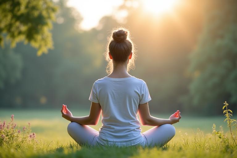 Personne pratiquant la relaxation pour la santé mentale.